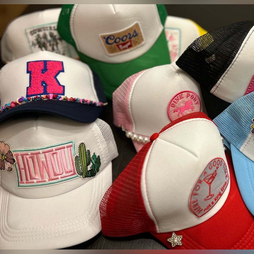 Embellished Trucker Hats - adorned with patches, brooches, chains or pins